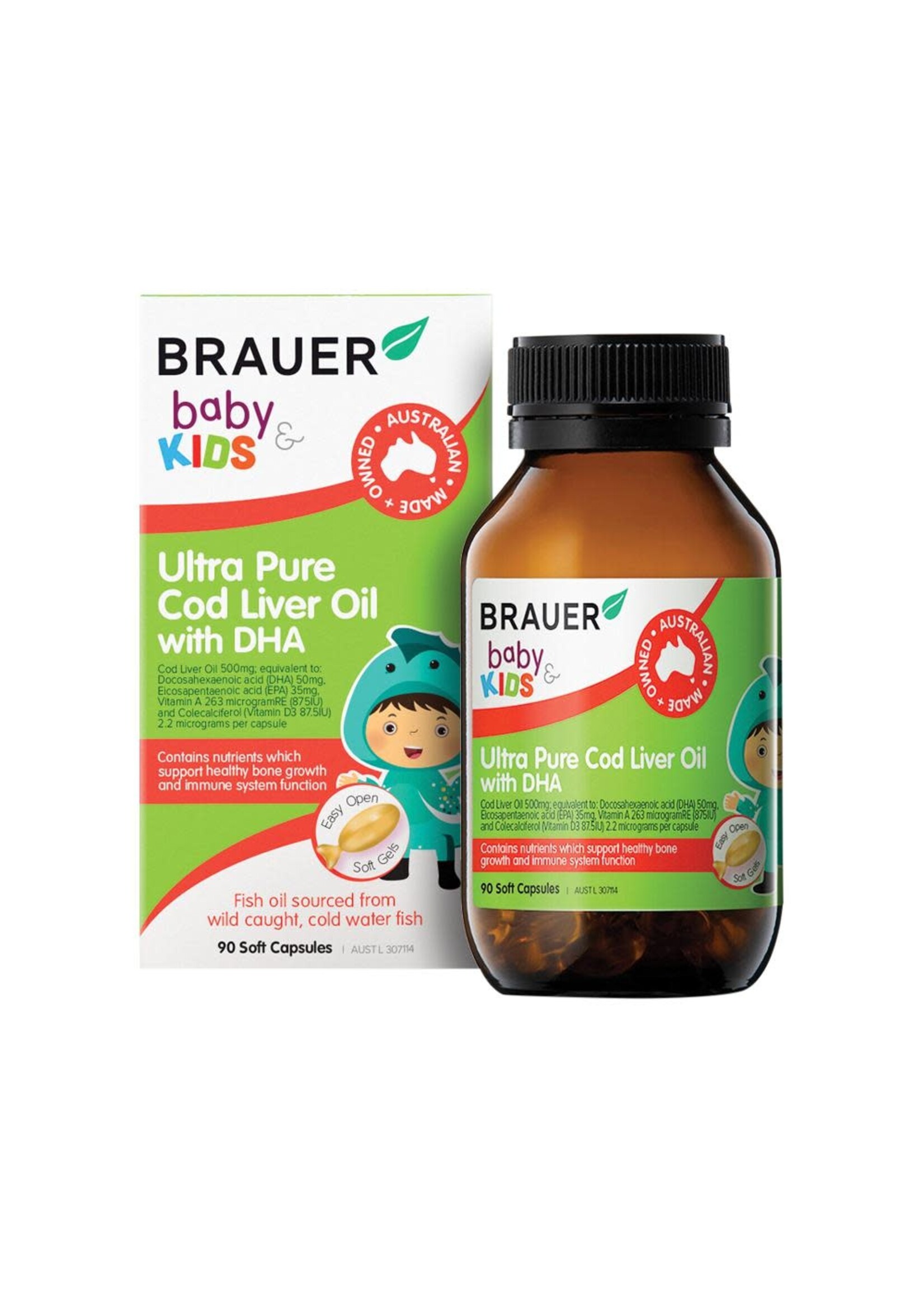 Brauer Nuchev Brauer Baby & Kids Ultra Pure Cod Liver Oil with DHA 90c