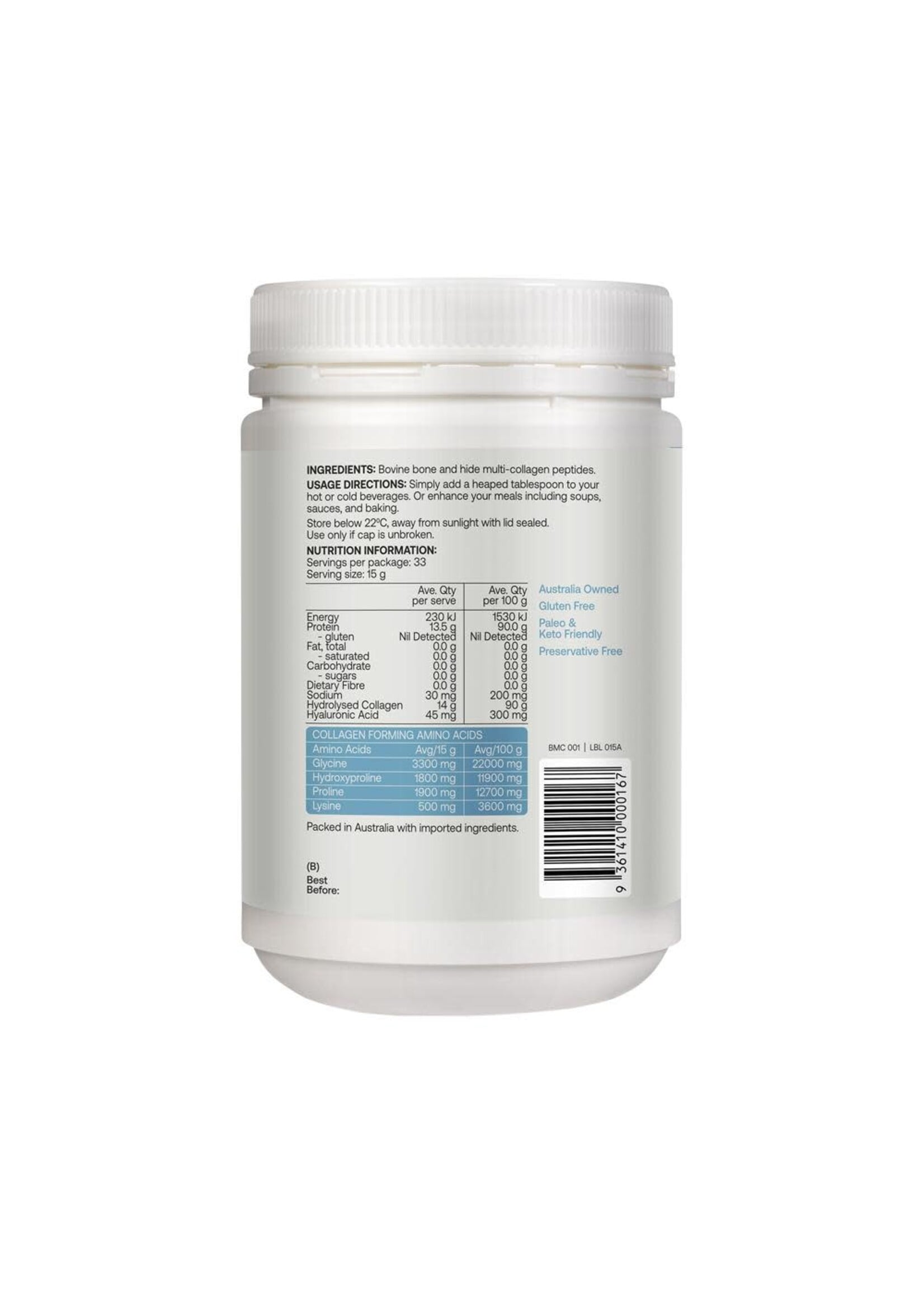 Best of the Bone Best of the Bone BOTB Multi-Collagen Protein Powder 500g Unflavoured