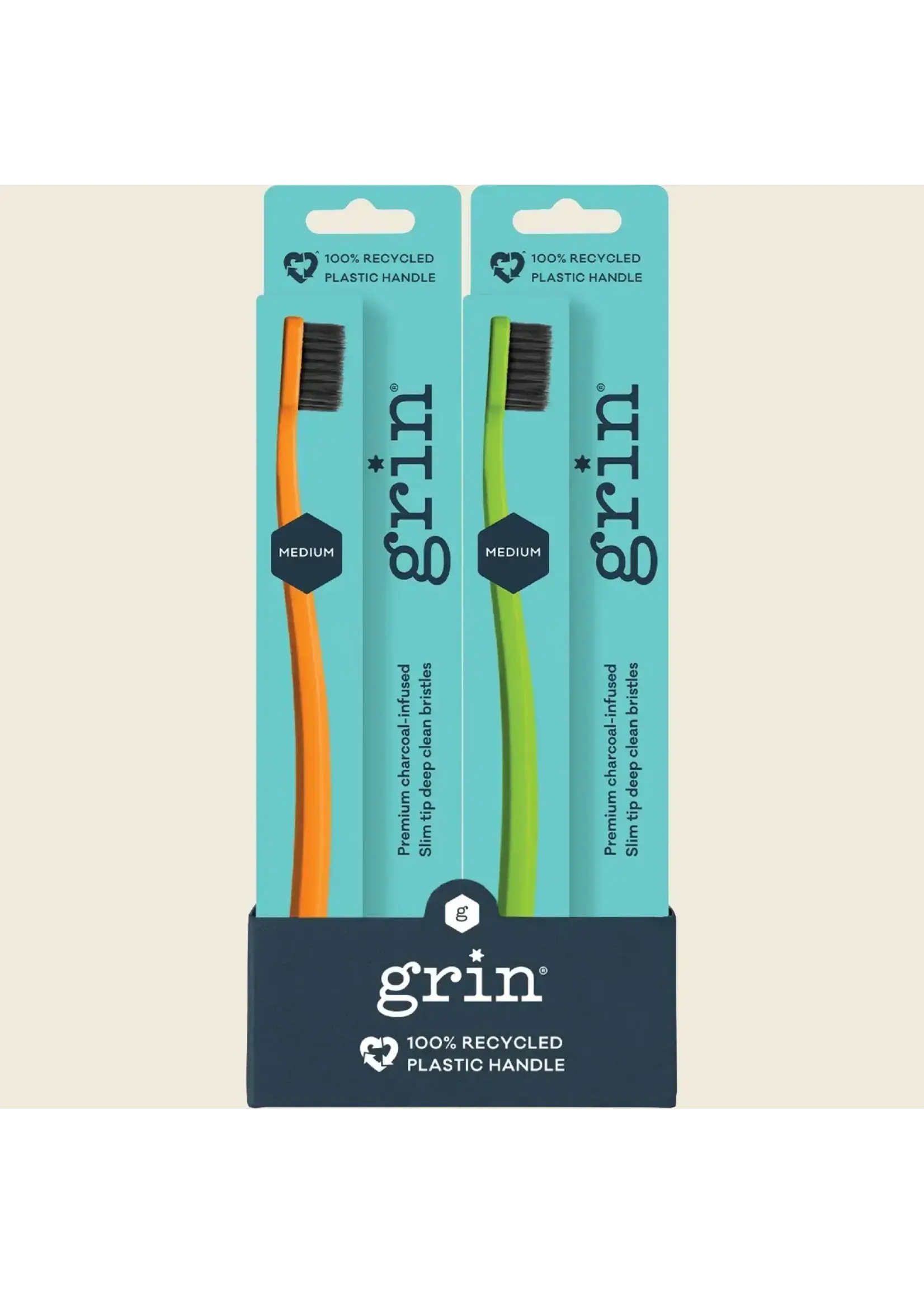 GRIN Grin Toothbrush Medium Recycled ( different colours)