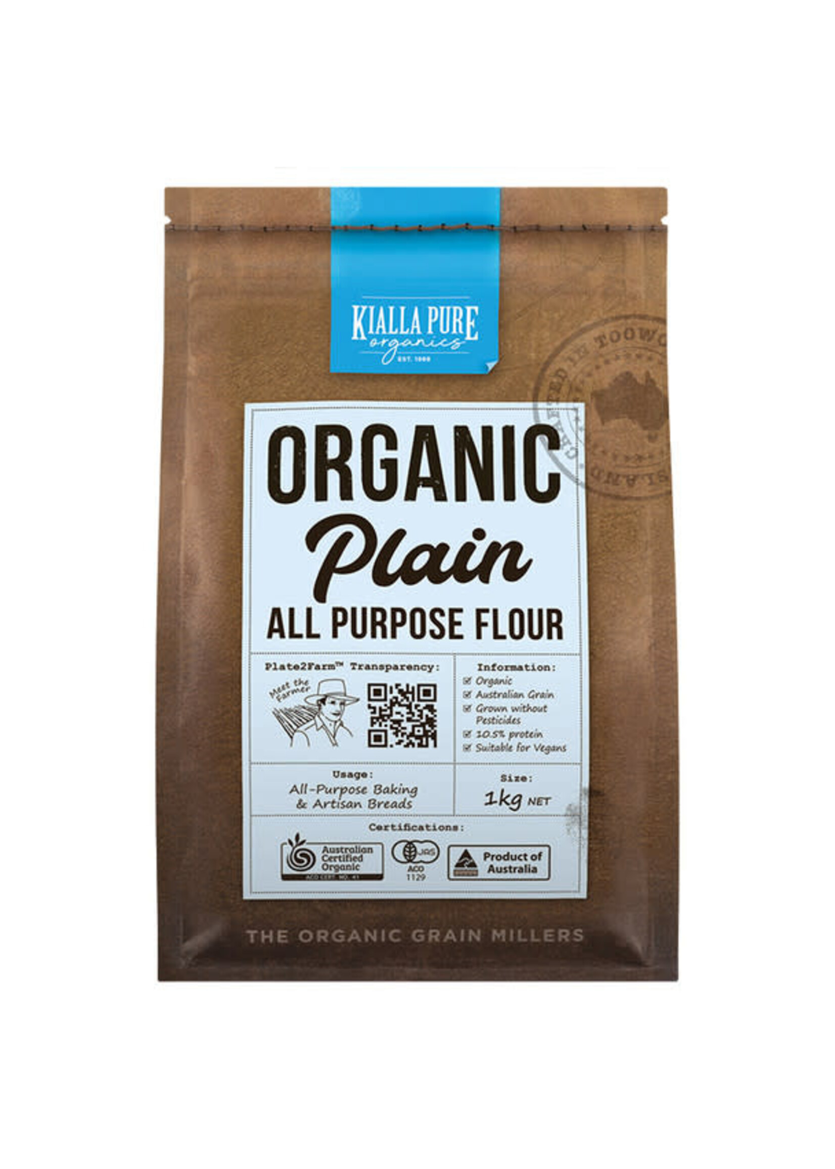 Kialla Kialla Organic Unbleached Plain Flour 1kg