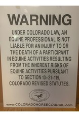 Colorado Horse Council Equine Liability Sign