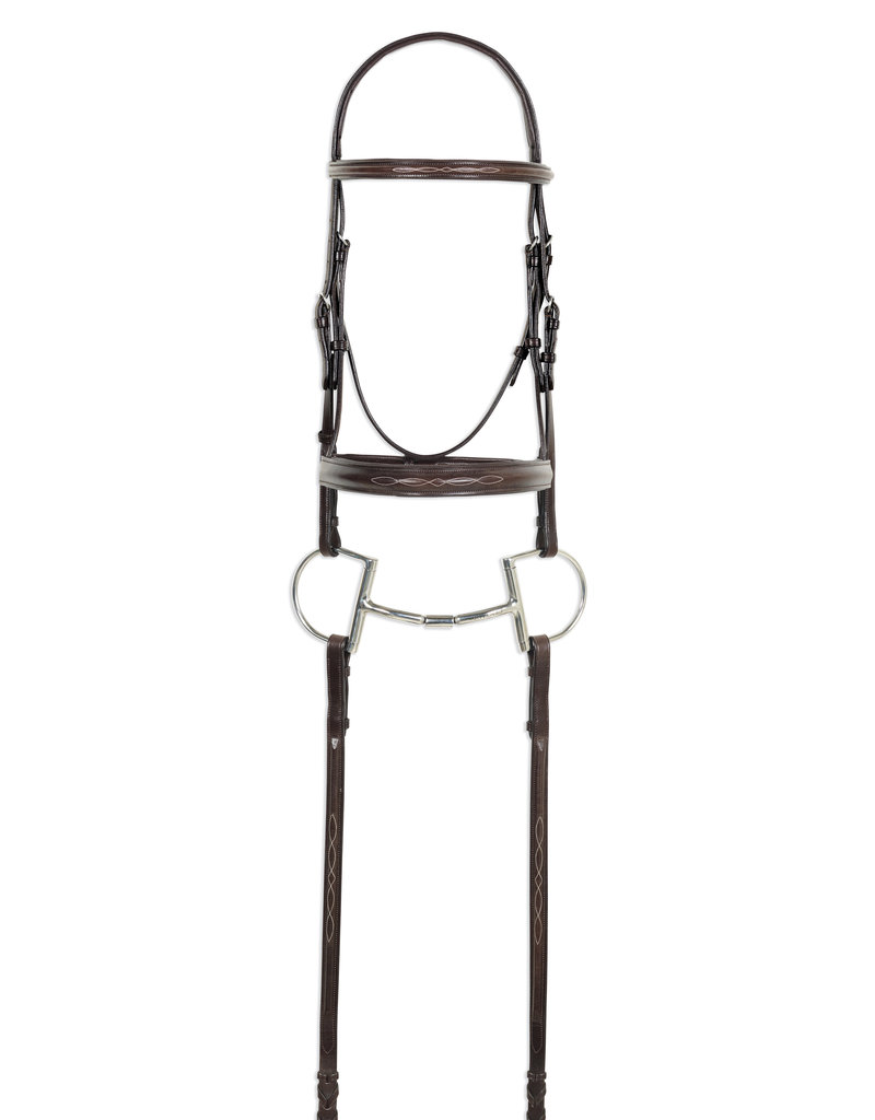 thumbnail image 2 of Paris Tack Square Raised Padded Crown Bridle With Flash & Reins - Full & Cob Sizes Available 2 of 3