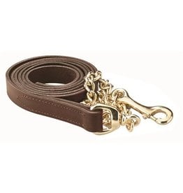 Perris Leather Lead with Brass Plated Chain Havana