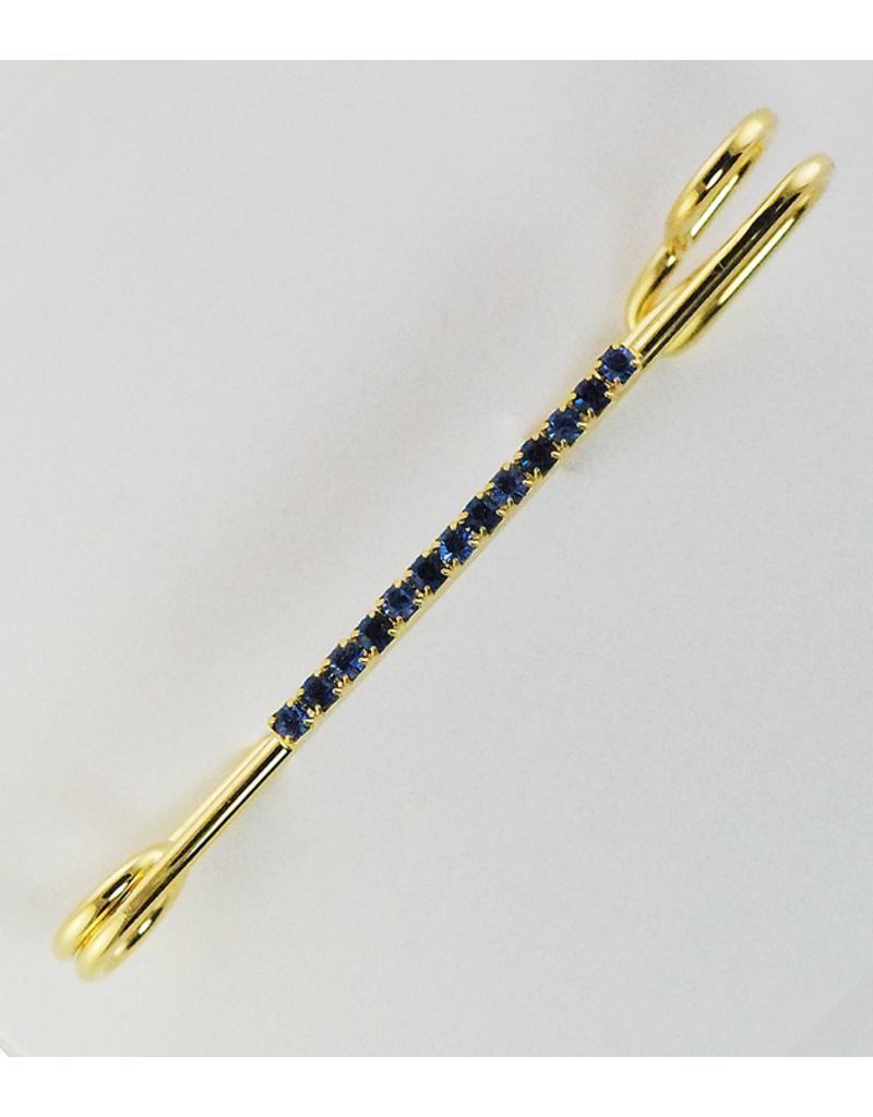 Finishing Touch Stock Pin Gold  with Light Blue and Sapphire Rhinestone  Strip