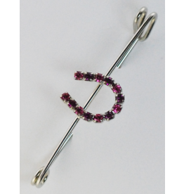 Finishing Touch Horseshoe Stock Pin Silver with Pink Rhinestones