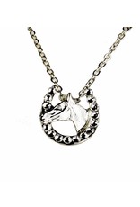 Finishing Touch Horse Head in Horseshoe Necklace Silver with Swarovski Crystals