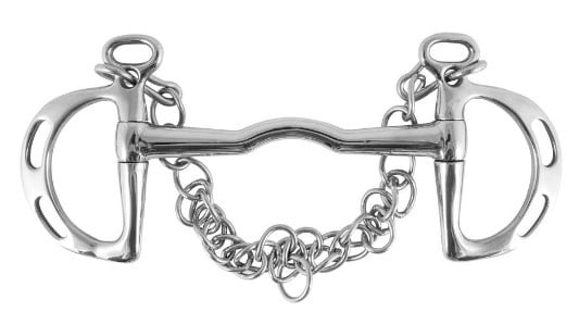 d ring snaffle bit with curb chain