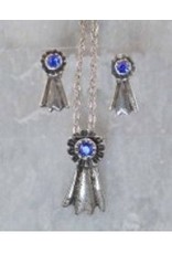 Finishing Touch Blue Ribbon Necklace and Earrings Set Silver