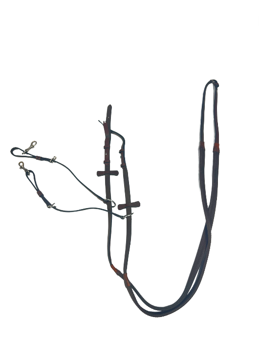CNT 2459J Reins with Running Martingale Attachment Brown Happy Horse