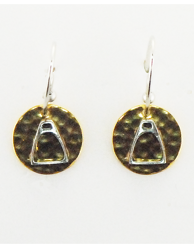 Finishing Touch Hammered Gold & Silver Stirrup Wire Earrings