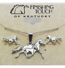 Finishing Touch Mare & Foal Necklace and Earrings Set Silver