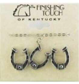 Finishing Touch Retro Horseshoe with Crystal Necklace and Earrings Set Silver