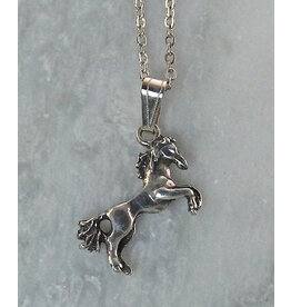 Finishing Touch Rearing Horse Pendant Necklace Retro Silver