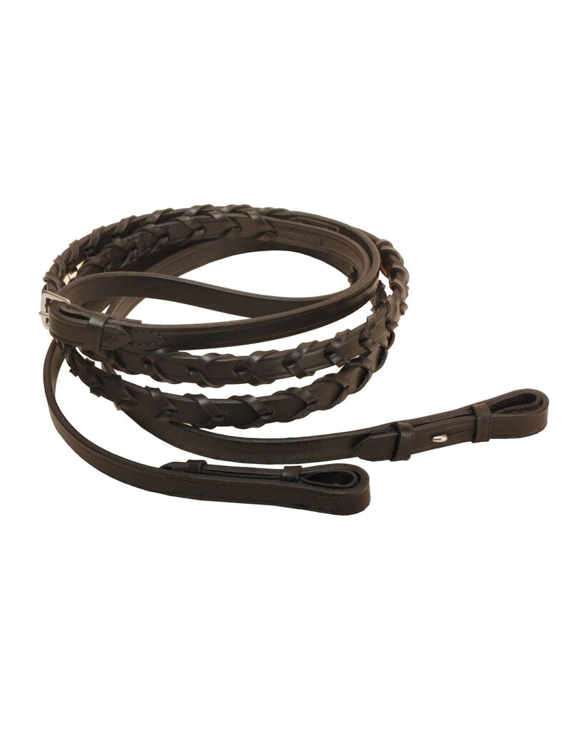 Tory Leather X-Long Laced Reins Black 72"