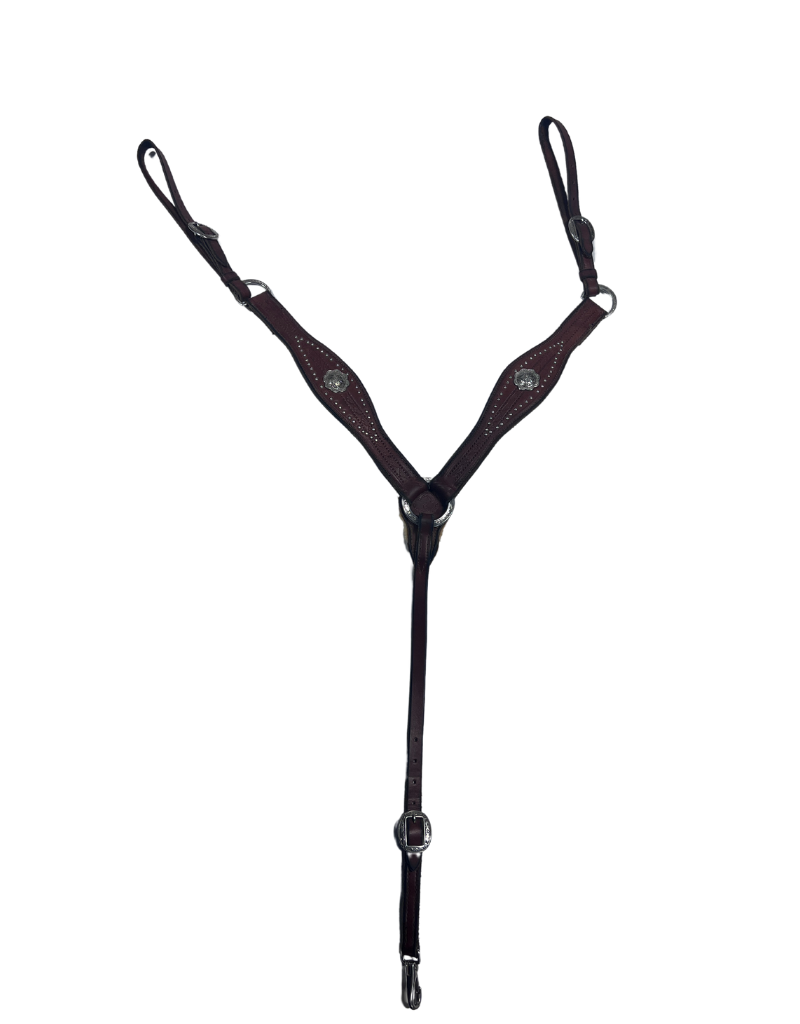 CNT 2524C Allegany Studded Breastplate Brown Happy Horse Tack Shop