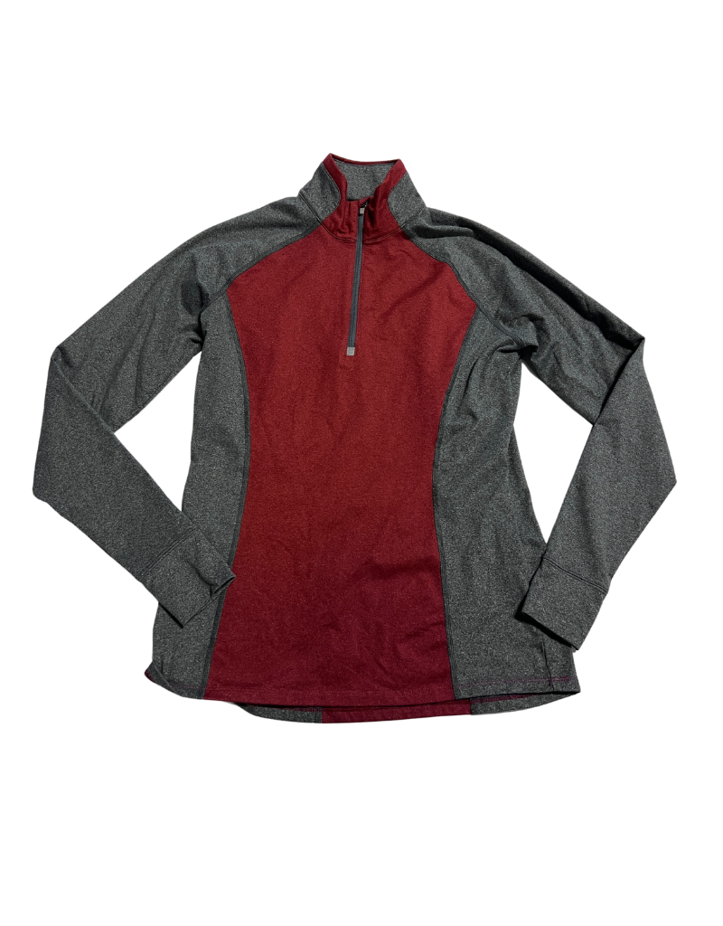 Noble Outfitters Quarter Zip Long Sleeve Grey/Red Medium