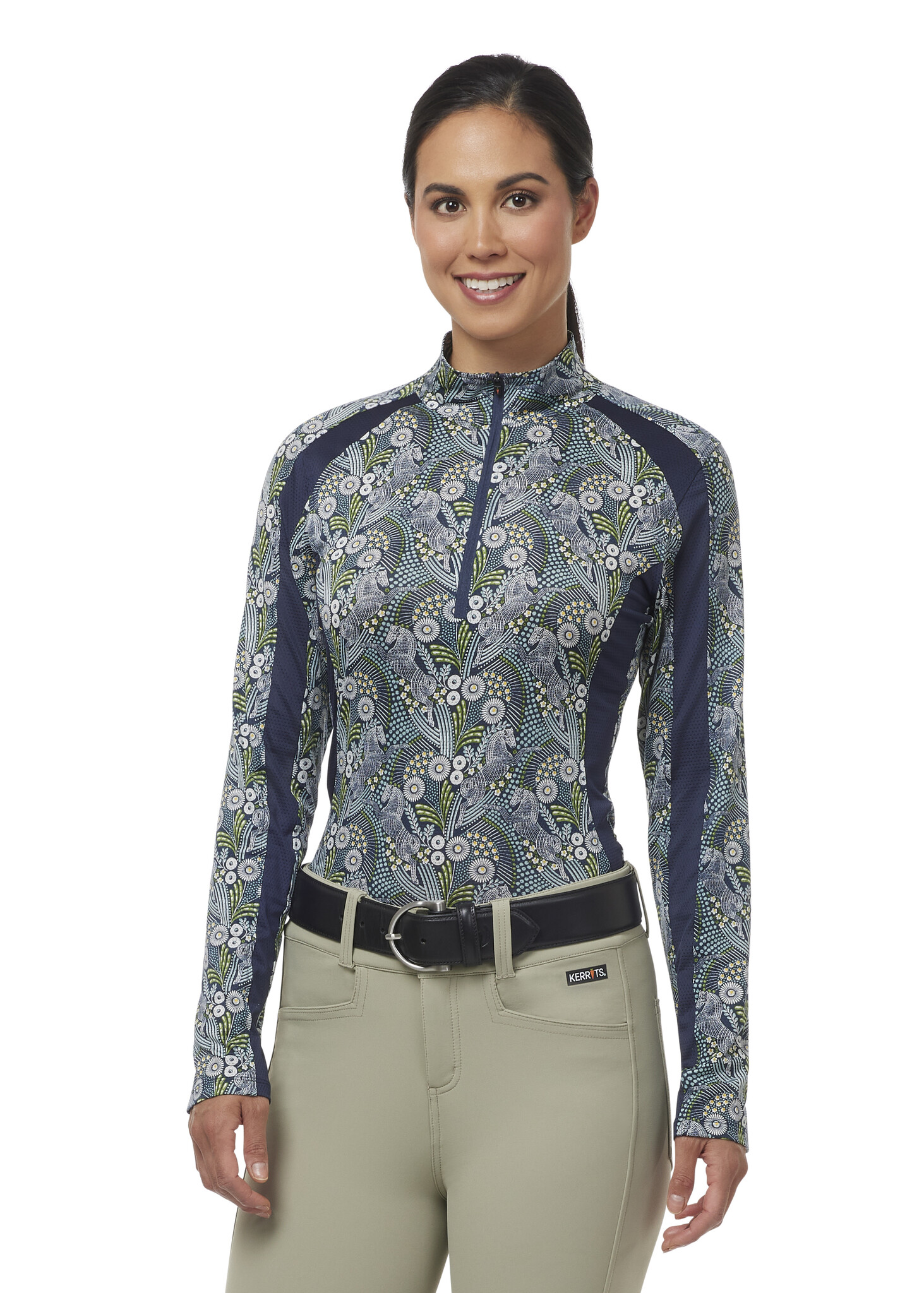 Kerrits Keystone Ice Fil Long Sleeve Shirt - Print Black Mini Run Free Multi Size: S