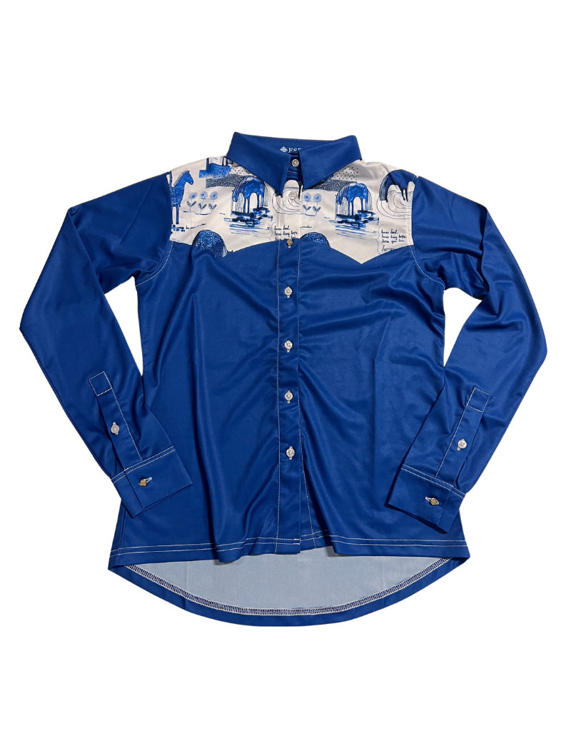 Espoire Western Button Up Shirt Blue Medium