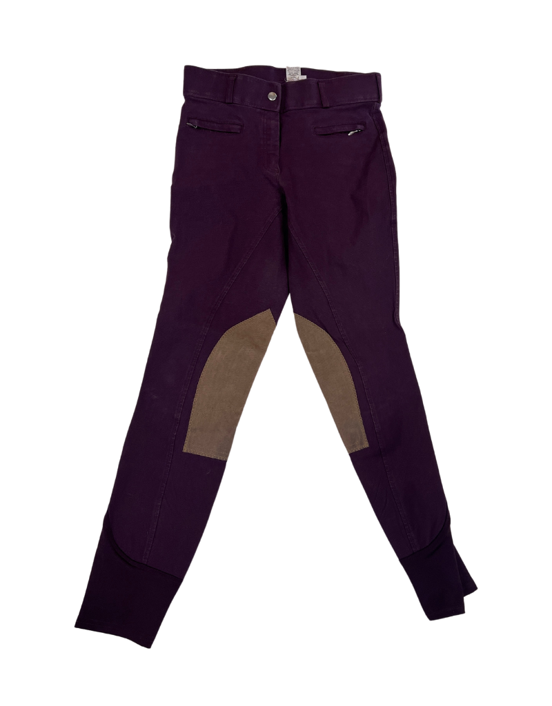 Dover Saddlery Knee Patch Breeches Plum/Tan 26