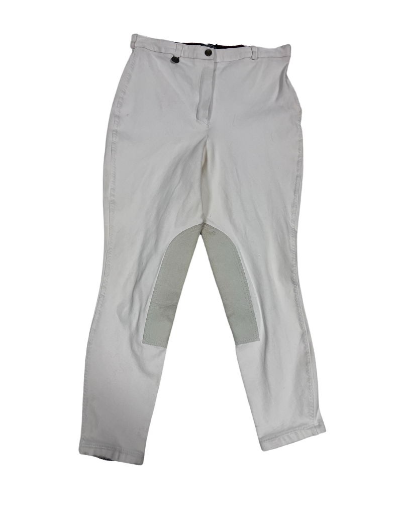 On Course Knee Patch Breeches White 30