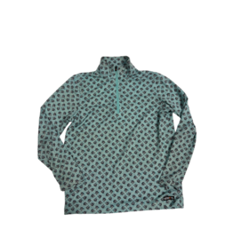 Kerrits Kids Quarter Zip Long Sleeve Shirt Mint Horse Pattern XL