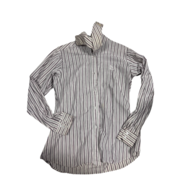 Cavalier Button Down Shirt White/Gren Stripes Medium