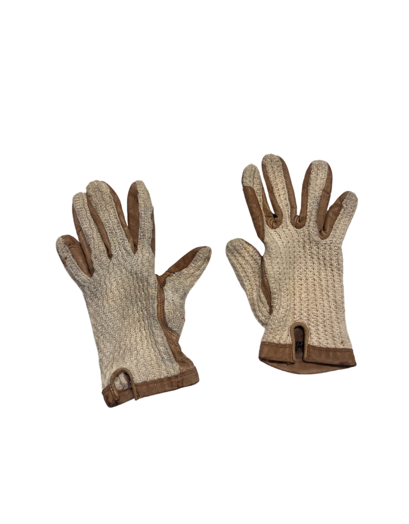 Crochet Gloves Cream/Tan Small