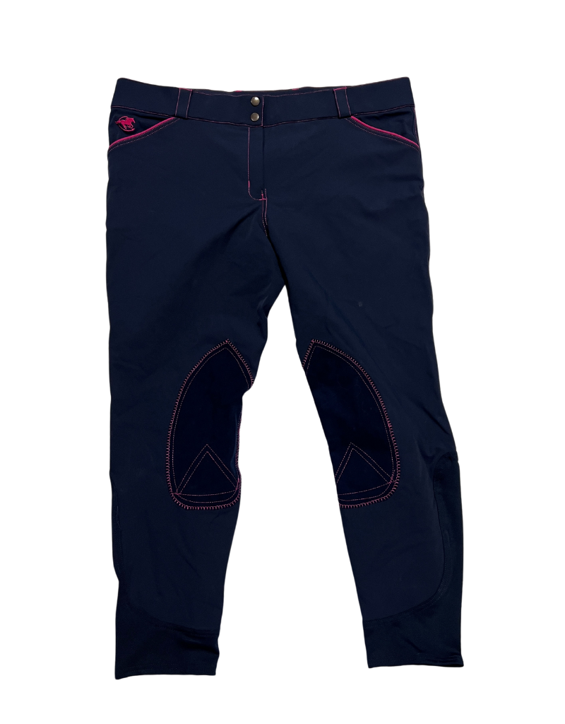 Smartpak Piper Knee Patch Breeches Navy/Pink 40R