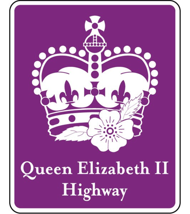 Vivid Print Queen Elizabeth II Highway Sign