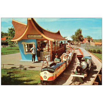 Vivid Print Valley Zoo Train Postcard