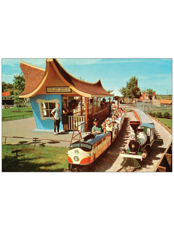 Vivid Print Valley Zoo Train Postcard