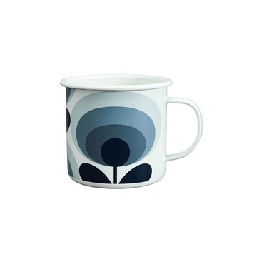Wild & Wolf Enamel Mug 70s Flower Oval Slate 500ml