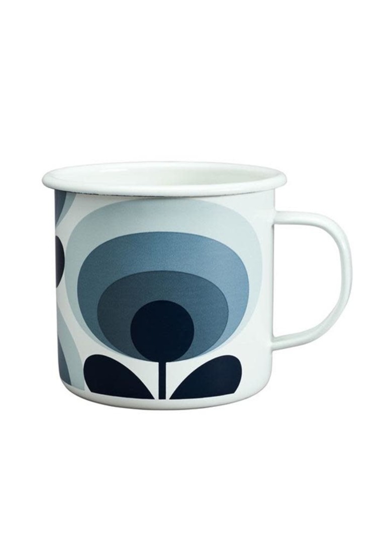 Wild & Wolf Enamel Mug 70s Flower Oval Slate 500ml