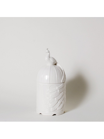 Imm In Full Plume Peacock Ceramic Canister