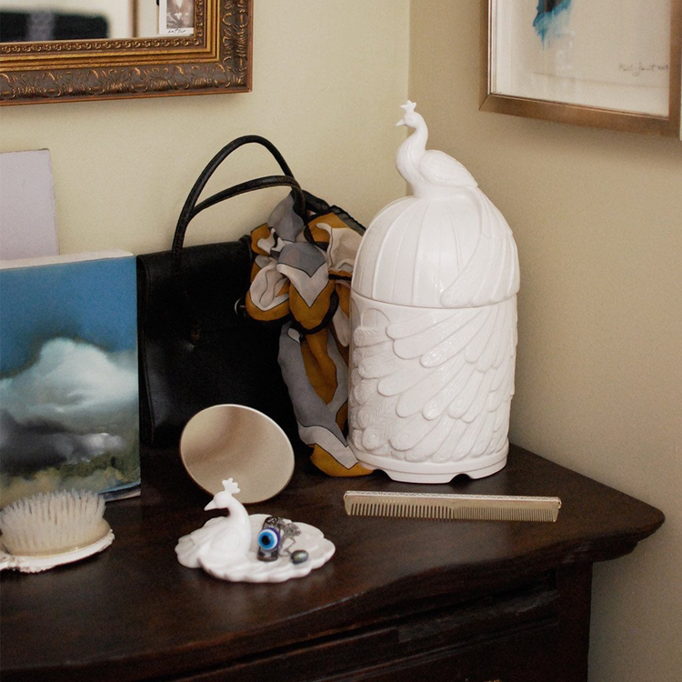 Imm In Full Plume Peacock Ceramic Canister