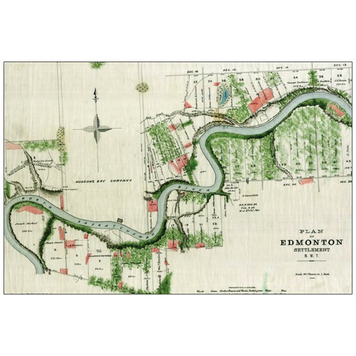 Vivid Print Plan of Edmonton 1883 Postcard
