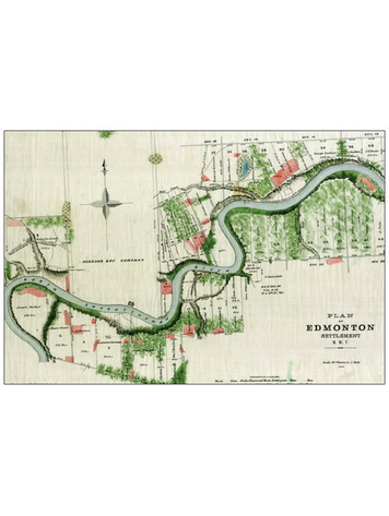 Vivid Print Plan of Edmonton 1883 Postcard
