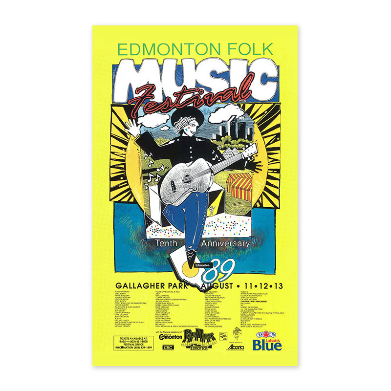 Vivid Print Edmonton Folk Music Festival 1989 Poster