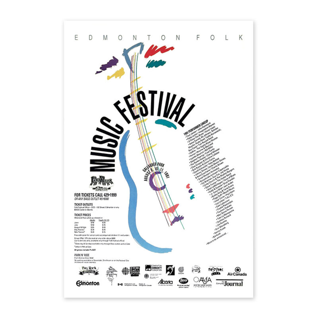 Vivid Print Edmonton Folk Music Festival 1991 Poster