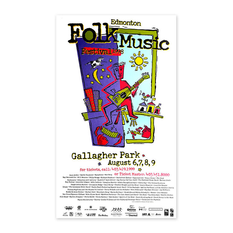Vivid Print Edmonton Folk Music Festival 1998 Poster