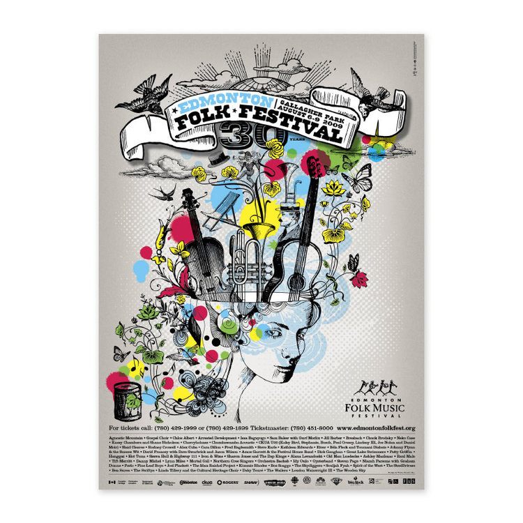 Vivid Print Edmonton Folk Music Festival 2009 Poster