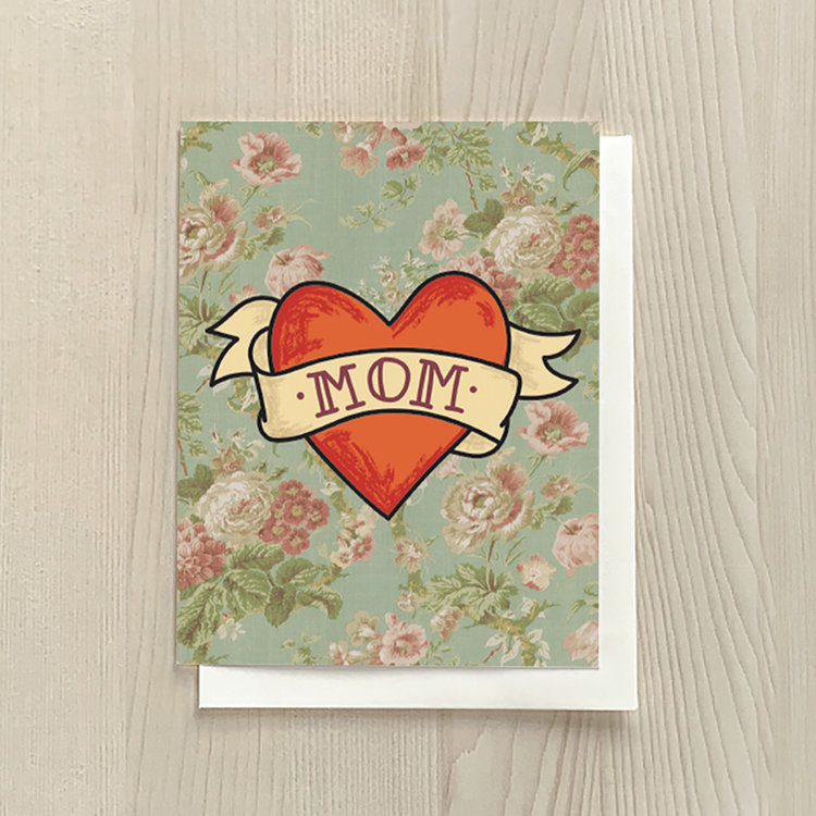 Vivid Print Mom Tattoo Heart
