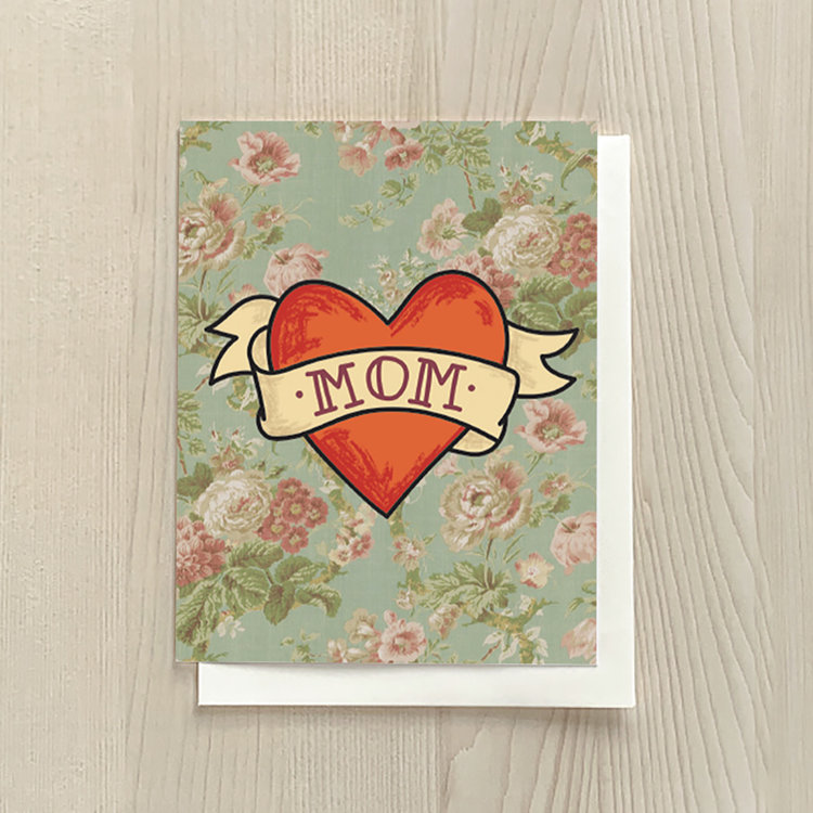 Vivid Print Mom Tattoo Heart