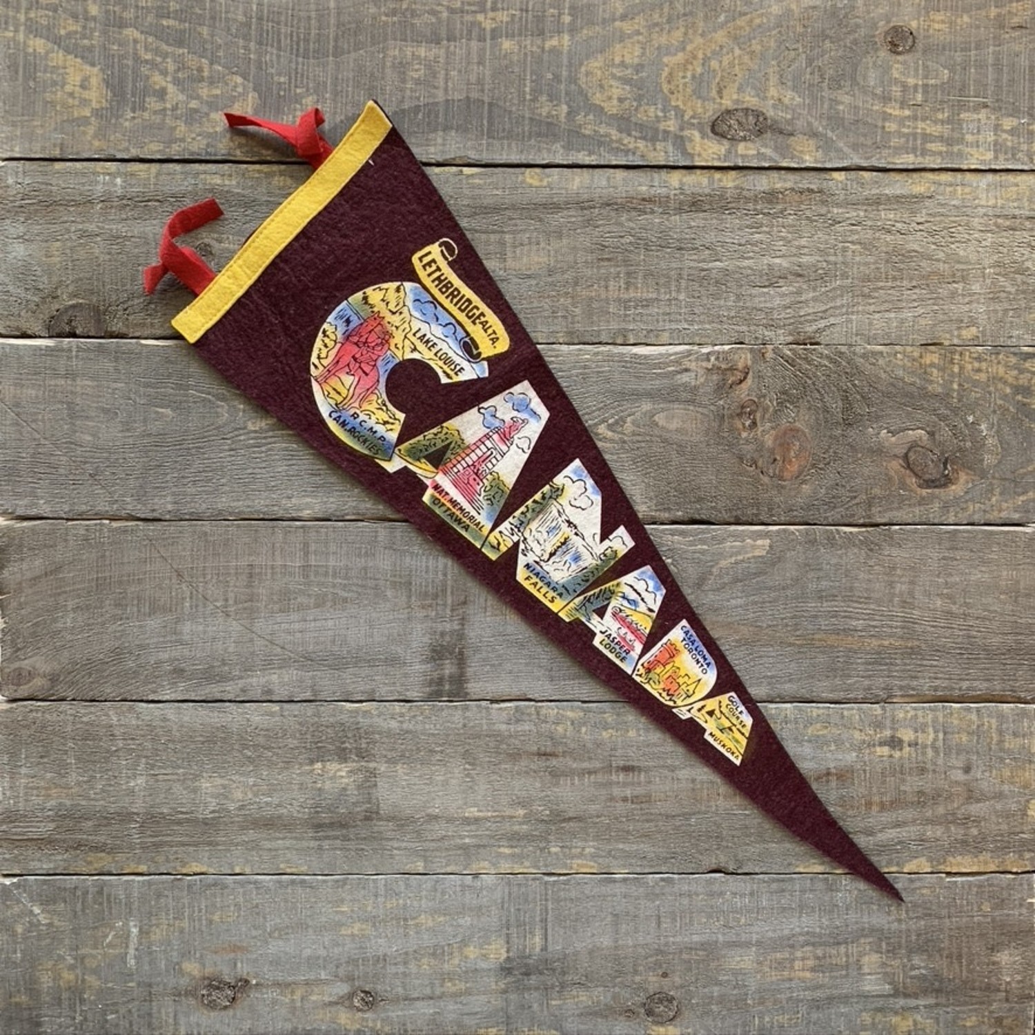 Vintage Canada Pennant Burgundy | Vivid Print | Bee Waeland