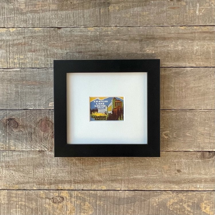 Vivid Vintage Chateau Lake Louise Framed Vintage Luggage Label