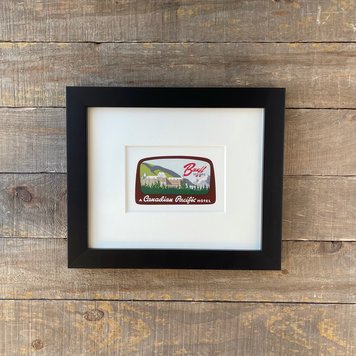 Vivid Vintage Canadian Pacific Banff Springs Hotel Framed Vintage Luggage Label