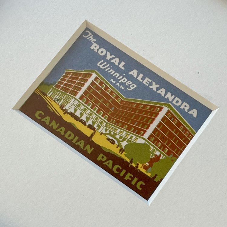 Vivid Vintage Royal Alexandra Hotel Framed Vintage Luggage Label