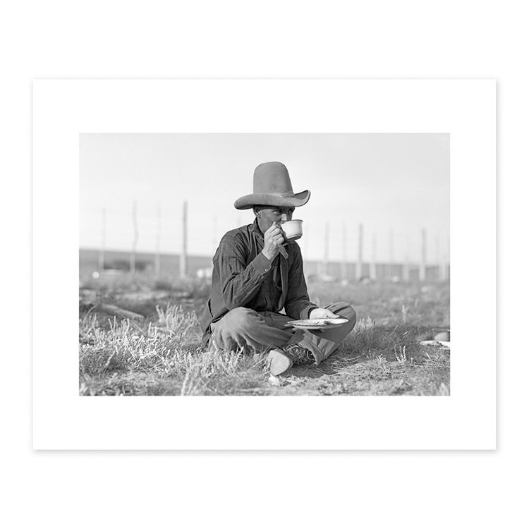 Vivid Archives Cowboy Having Meal During Cattle Drive Calgary 1926
