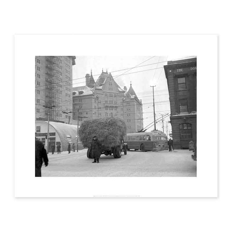Vivid Archives Truck of Hay Stalled on Jasper Avenue January 20, 1952