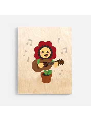Bee Waeland Retro Folk Flower Wood Print